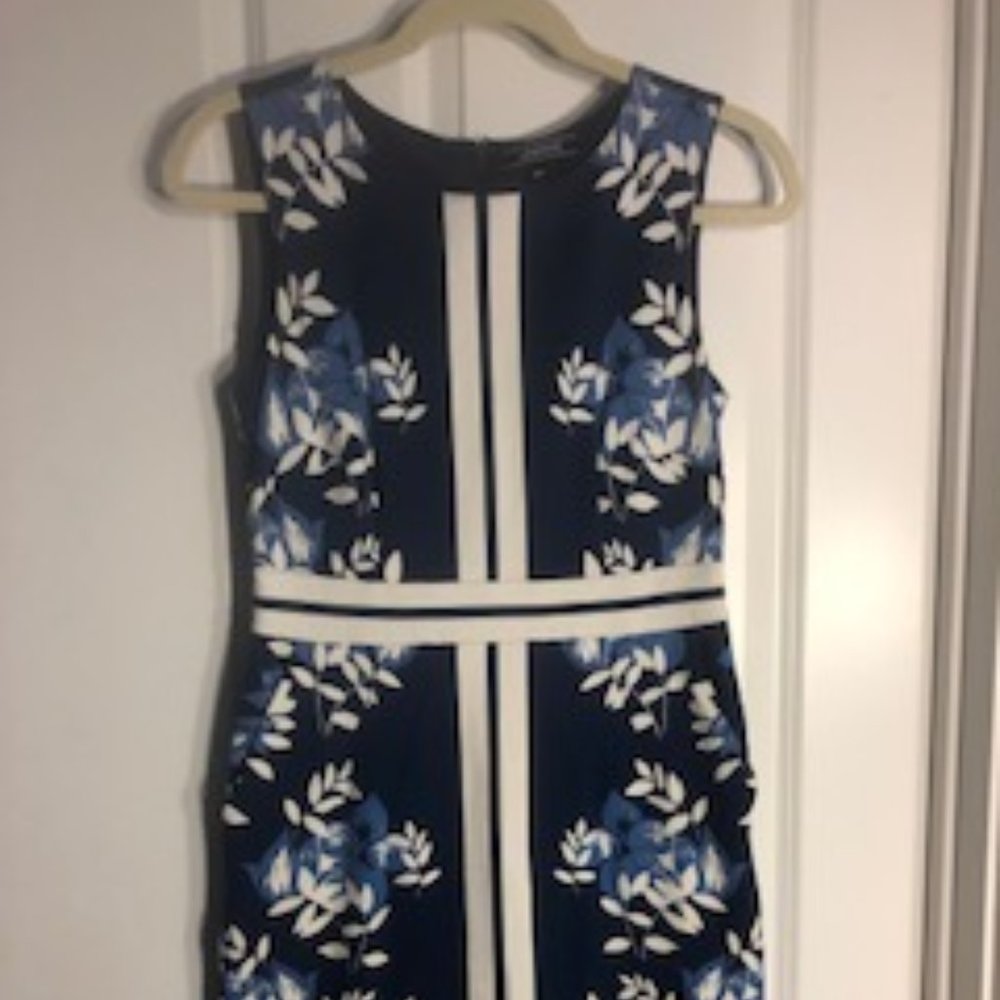 Blue Floral Fitted Dress